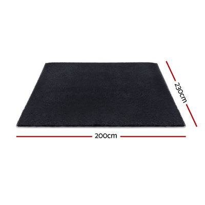 Artiss Floor Rug 200x230cm Plush Area Shaggy Rug Living Room Bedroom Carpet Black