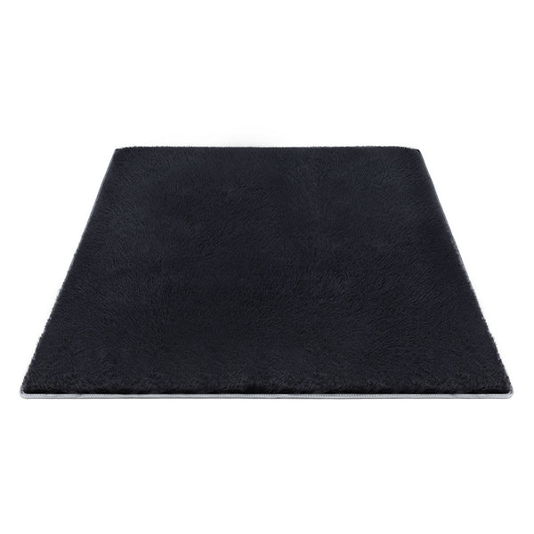 Artiss Floor Rug 200x290cm Plush Area Shaggy Rug Living Room Bedroom Carpet Black Awezingly