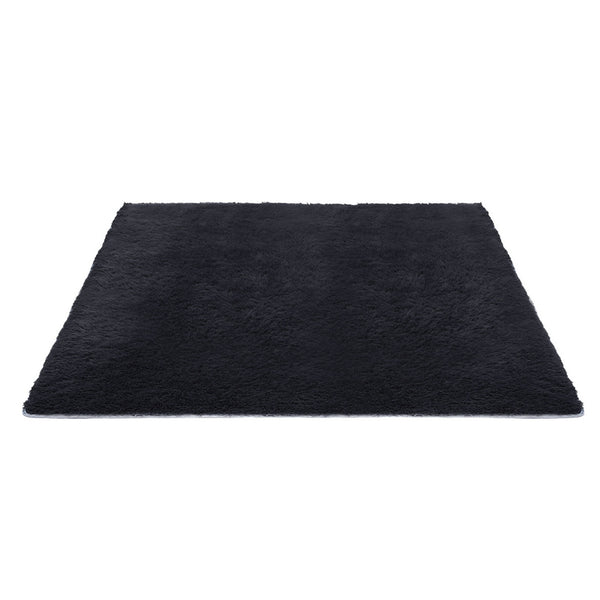 Artiss Floor Rug 200x290cm Plush Area Shaggy Rug Living Room Bedroom Carpet Black Awezingly