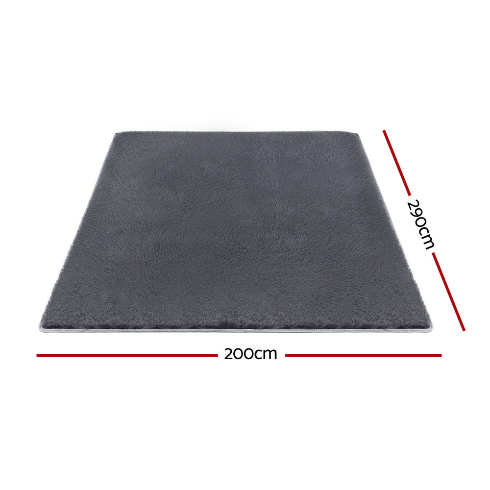 Artiss Floor Rug 200x290cm Plush Area Shaggy Rug Living Room Bedroom Carpet Grey Awezingly