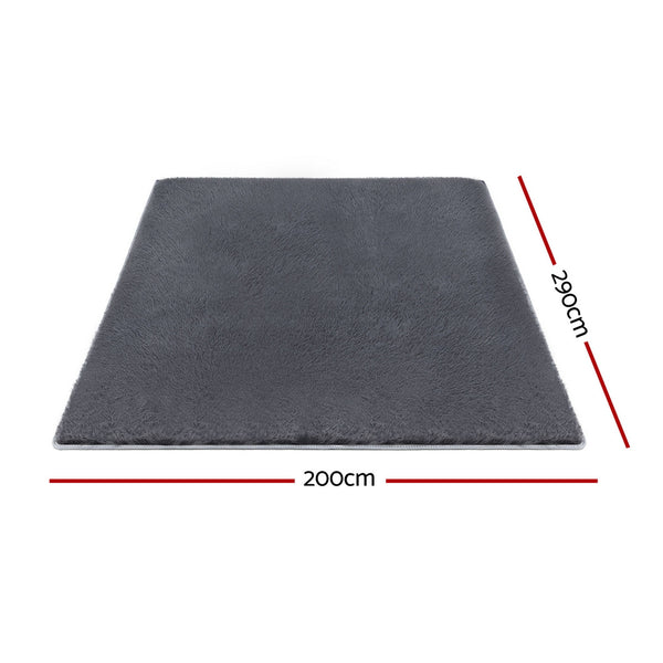 Artiss Floor Rug 200x290cm Plush Area Shaggy Rug Living Room Bedroom Carpet Grey Awezingly