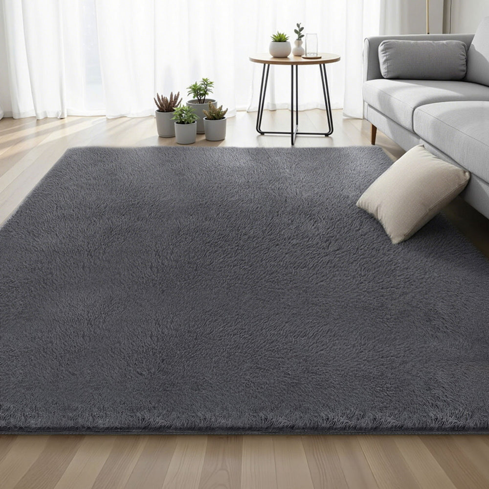 Artiss Floor Rug 200x290cm Plush Area Shaggy Rug Living Room Bedroom Carpet Grey Awezingly