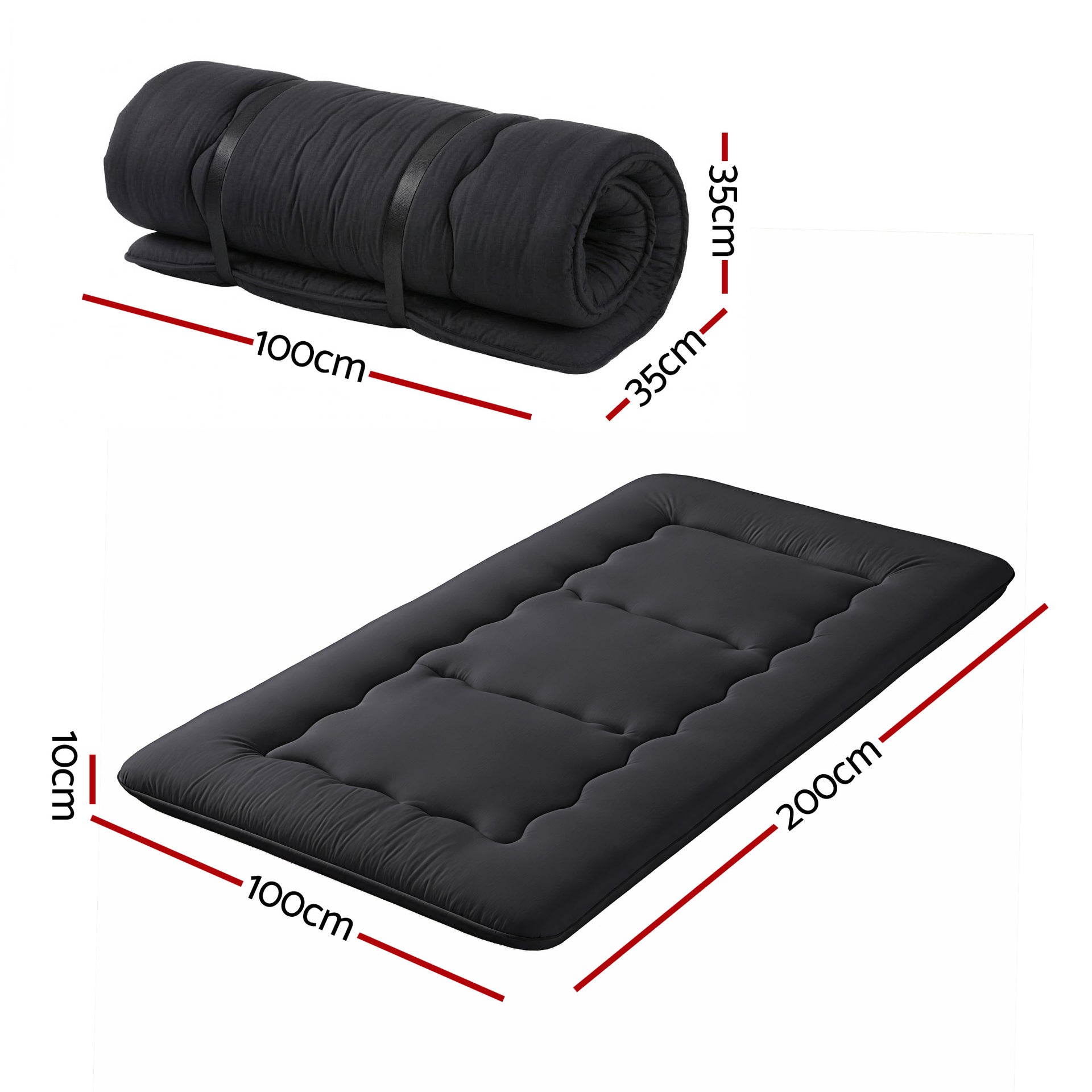 Giselle Bedding 10cm Japanese Floor Mattress Foldable Futon Mattress Washable Cover Straps Awezingly