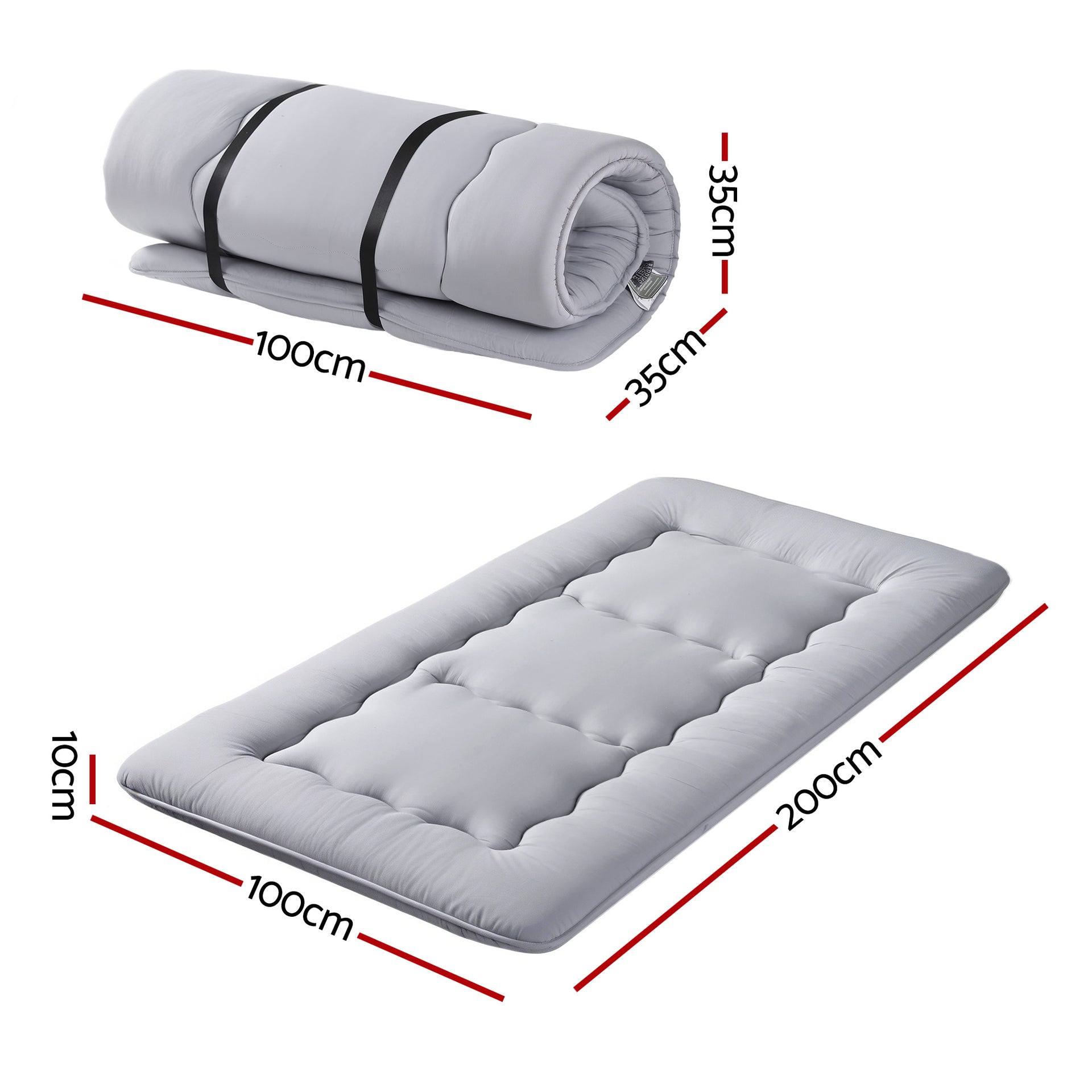Giselle Bedding 10cm Japanese Floor Mattress Foldable Futon Mattress Washable Cover Straps Awezingly