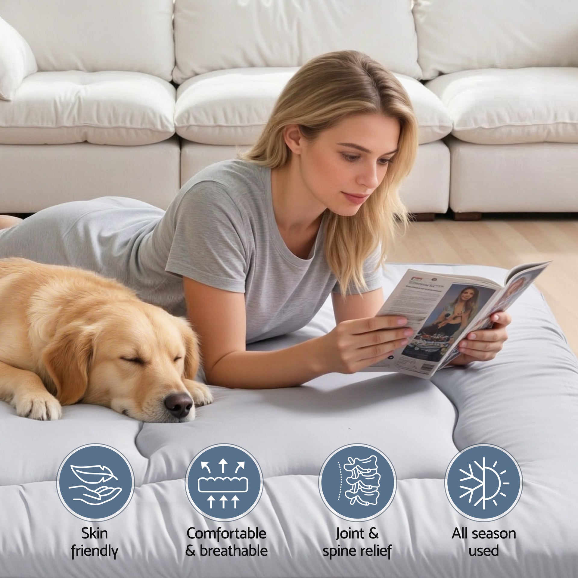 Giselle Bedding 10cm Japanese Floor Mattress Foldable Futon Mattress Washable Cover Straps Awezingly