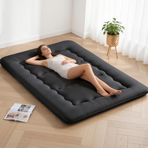 Giselle Bedding 10cm Japanese Floor Mattress Foldable Futon Mattress Washable Cover Straps Awezingly