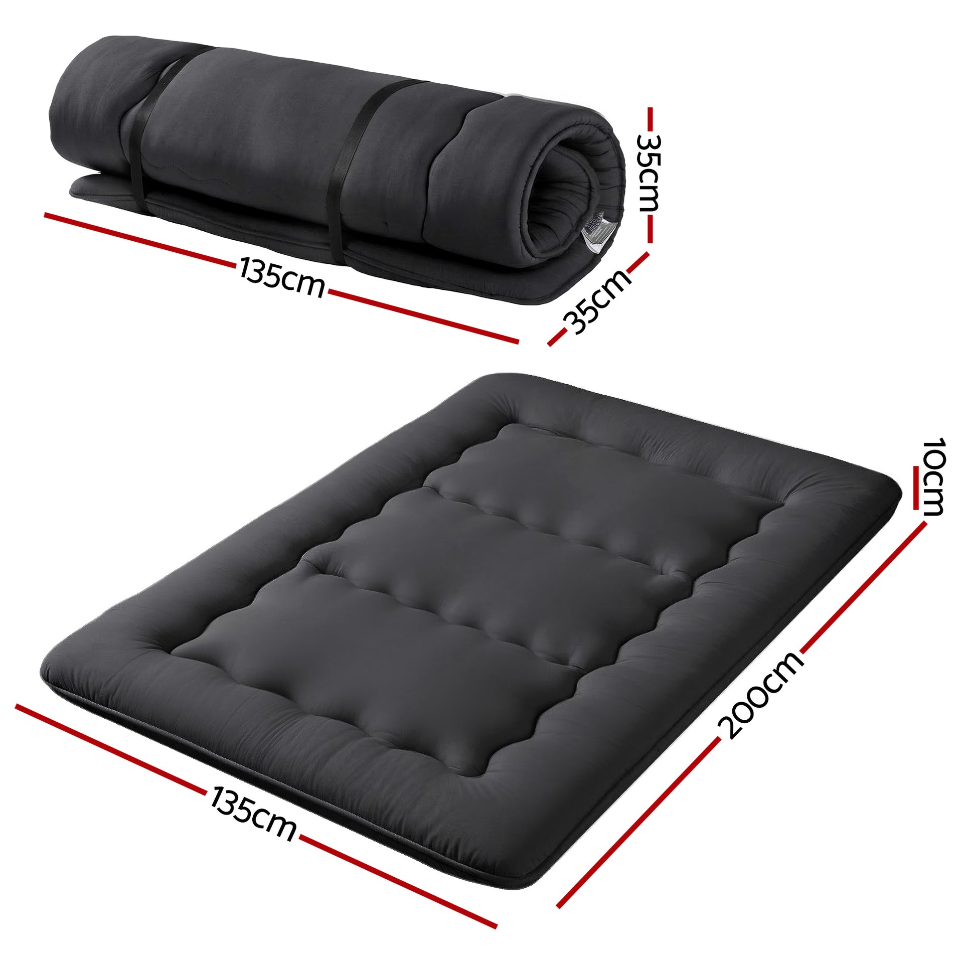 Giselle Bedding 10cm Japanese Floor Mattress Foldable Futon Mattress Washable Cover Straps Awezingly