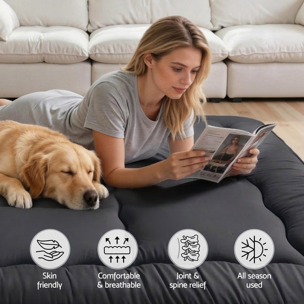 Giselle Bedding 10cm Japanese Floor Mattress Foldable Futon Mattress Washable Cover Straps Awezingly