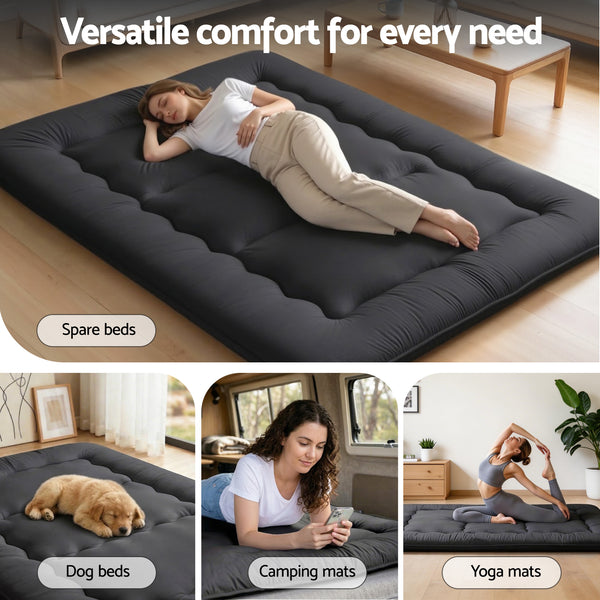 Giselle Bedding 10cm Japanese Floor Mattress Foldable Futon Mattress Washable Cover Straps Awezingly
