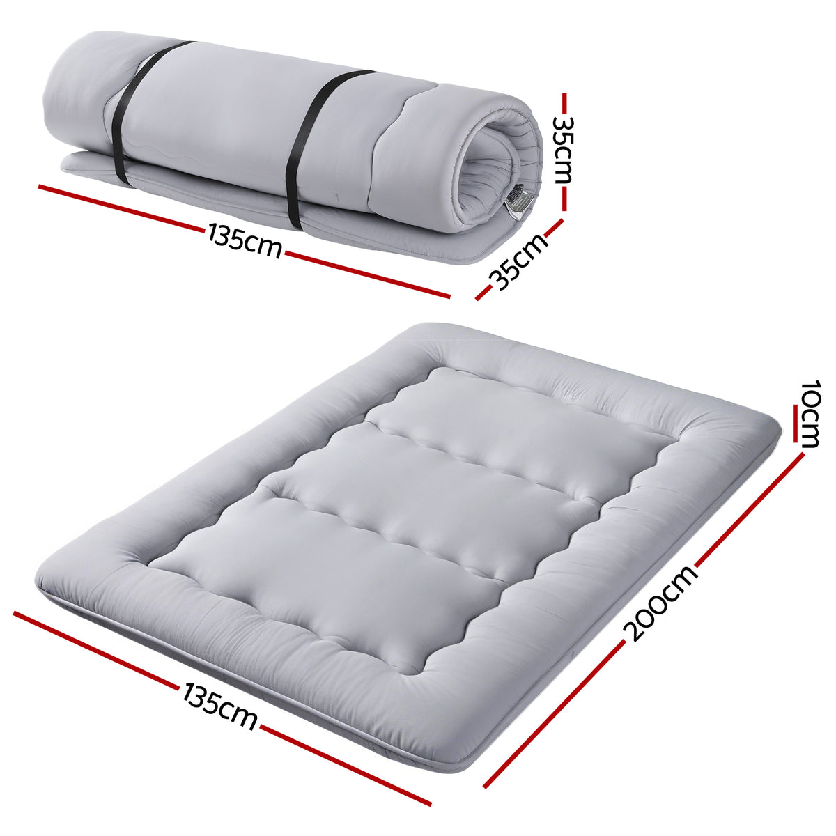 Giselle Bedding 10cm Japanese Floor Mattress Foldable Futon Mattress Washable Cover Straps Awezingly