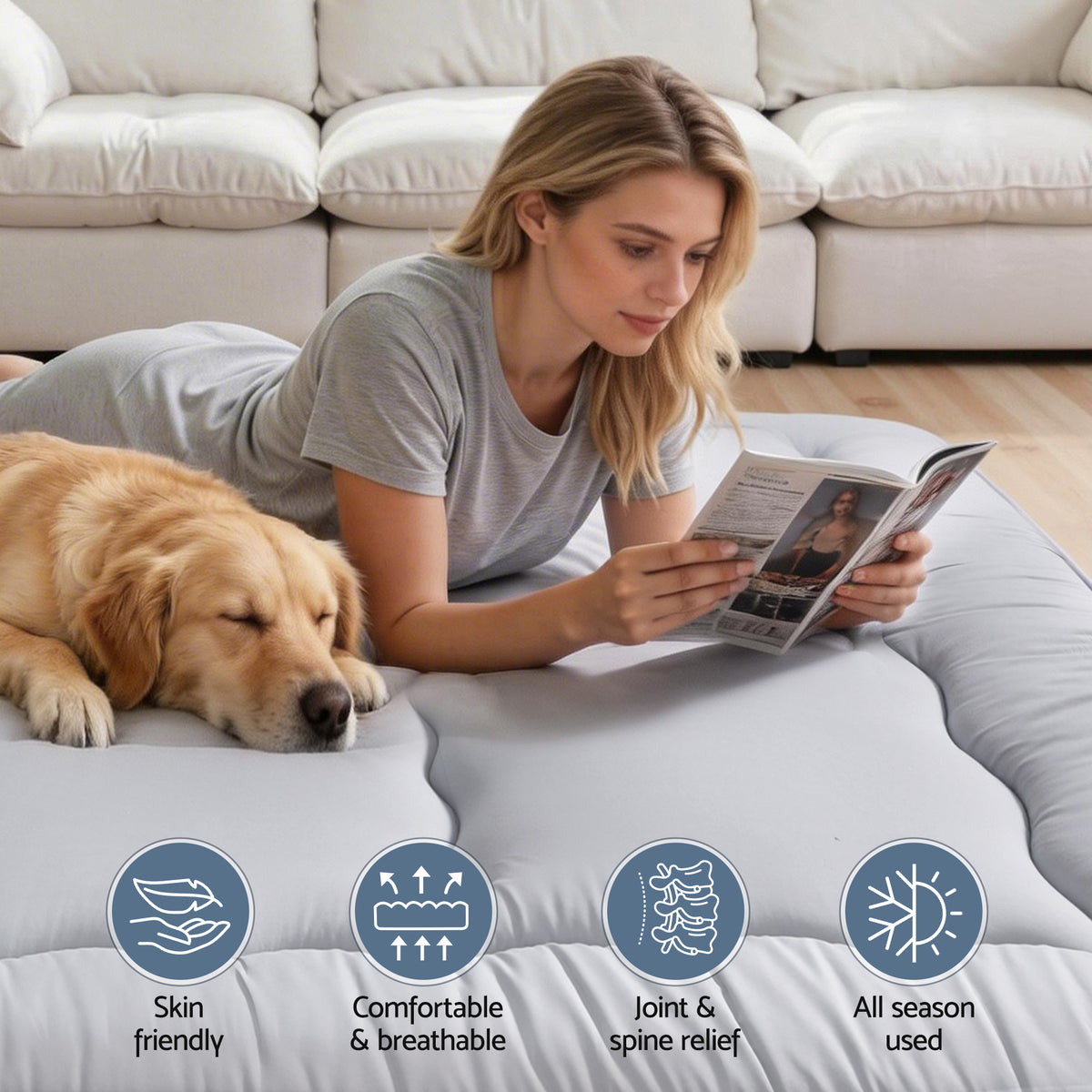 Giselle Bedding 10cm Japanese Floor Mattress Foldable Futon Mattress Washable Cover Straps Awezingly