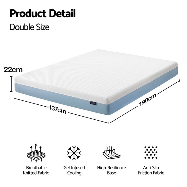 Giselle 22cm Cooling Gel Memory Foam Mattress Double Medium Firm Giselle Bedding