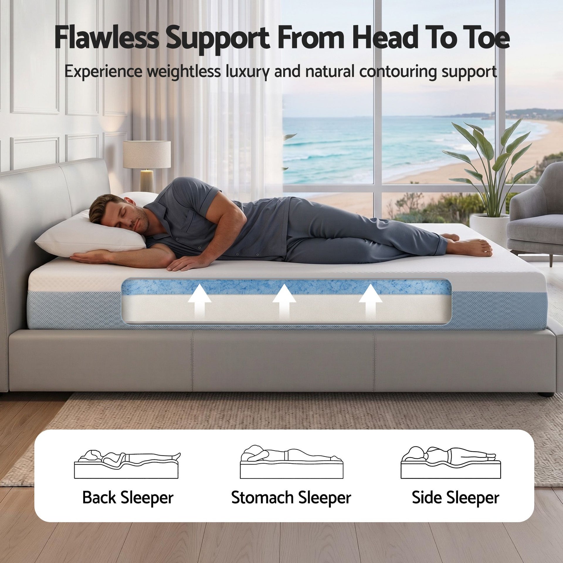 Giselle 22cm Cooling Gel Memory Foam Mattress Single Medium Firm Giselle Bedding