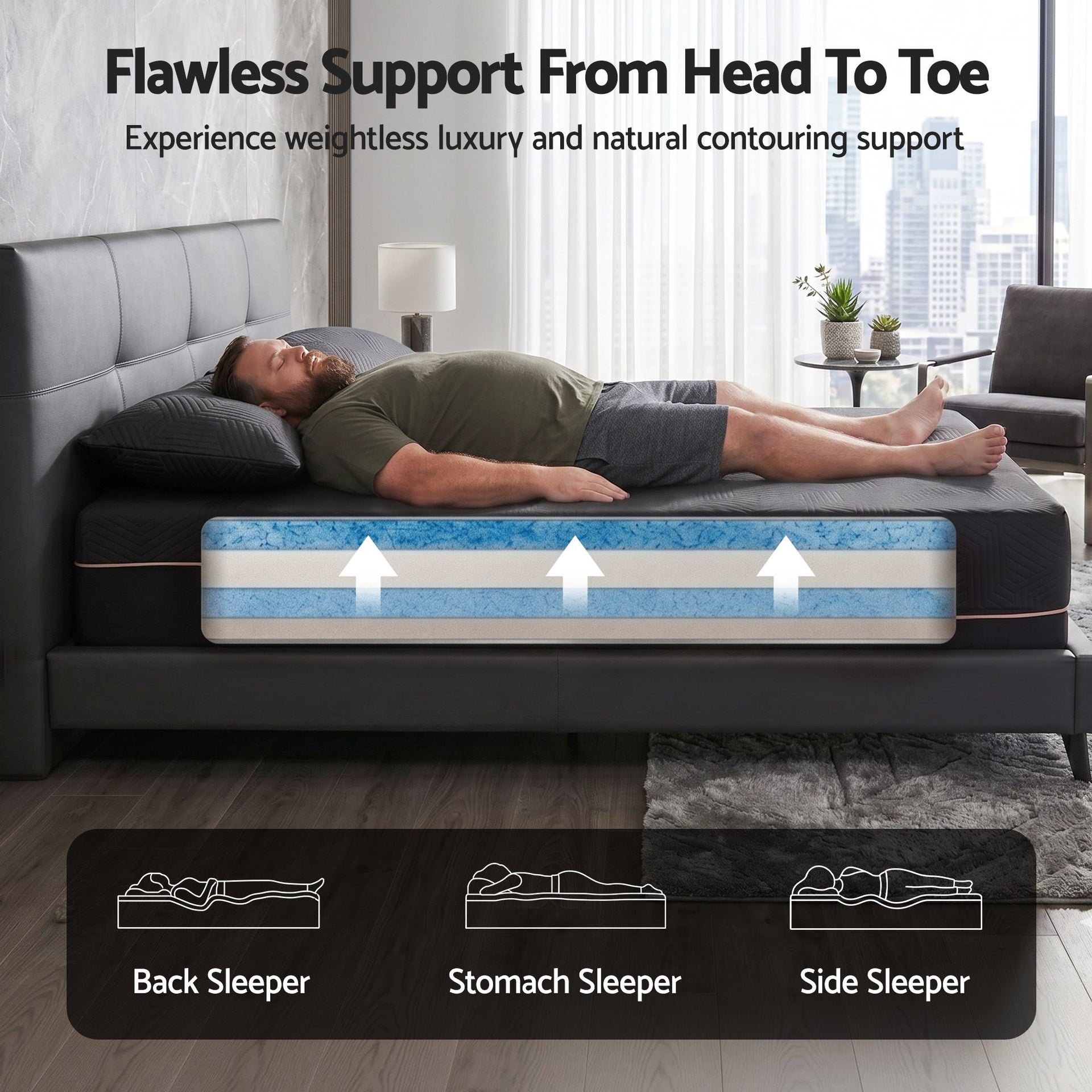 Giselle Double Cooling Memory Foam Mattress Medium Firm with Gel Comfort 30cm Awezingly