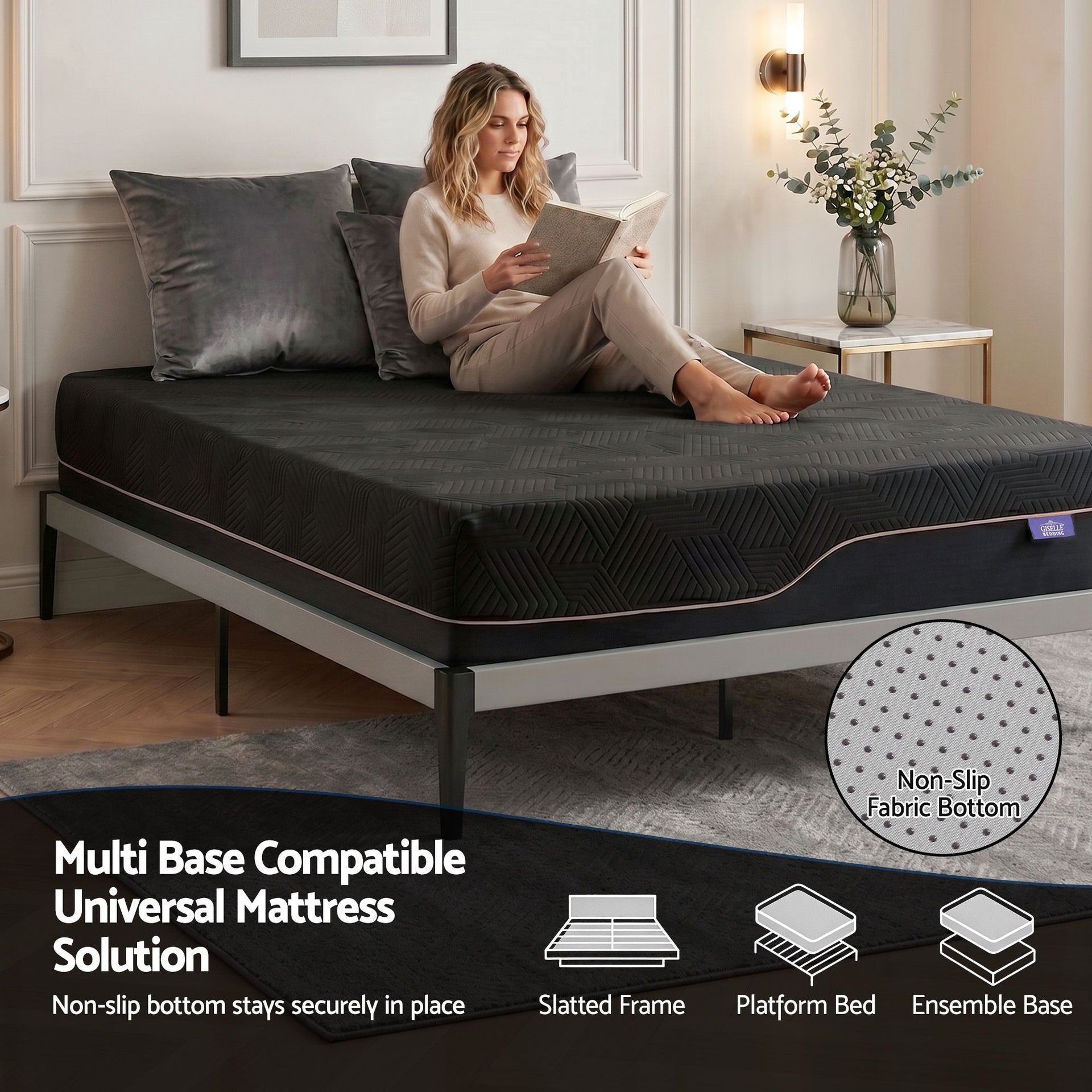 Giselle Double Cooling Memory Foam Mattress Medium Firm with Gel Comfort 30cm Awezingly