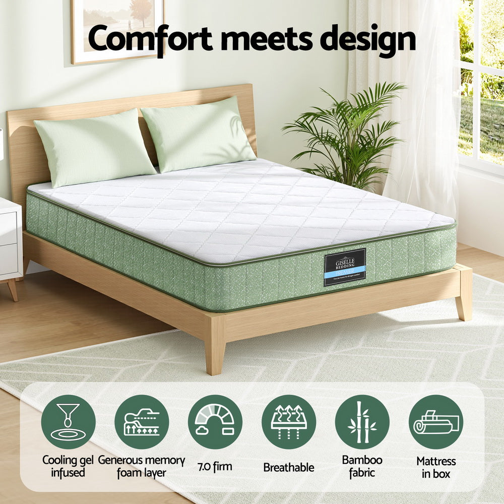 Giselle 25cm Memory Foam Mattress Dual Layer Zipper Cover Cool Charcoal Foam Mattresses Queen Awezingly