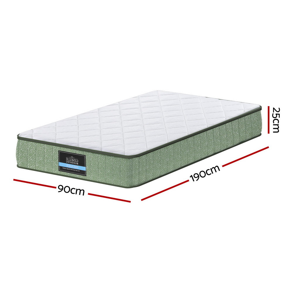 Giselle 25cm Memory Foam Mattress Dual Layer Zipper Cover Cool Charcoal Foam Mattresses Single Awezingly
