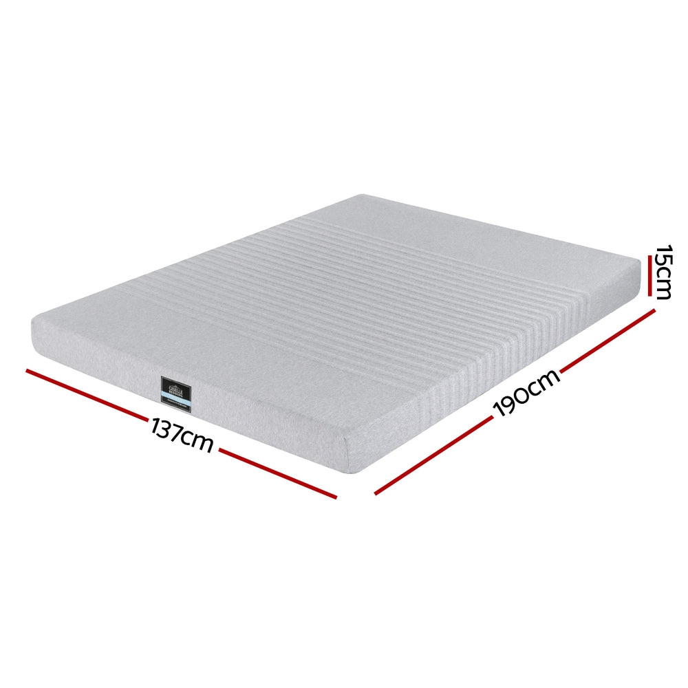 Giselle Bedding Cool Gel Memory Foam Mattress Charcoal 7-Zone Washable Bamboo Cover 15cm Double Awezingly