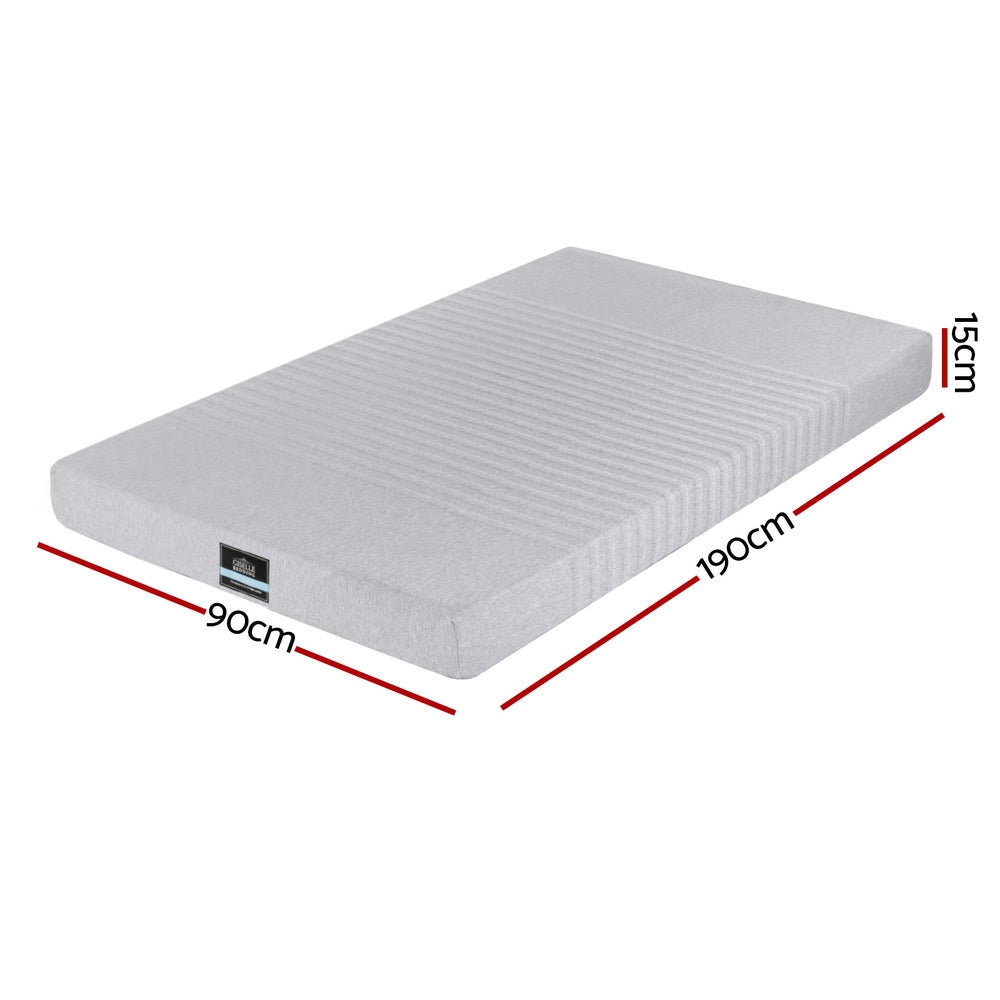 Giselle Bedding Cool Gel Memory Foam Mattress Charcoal 7-Zone Washable Bamboo Cover 15cm Single Awezingly
