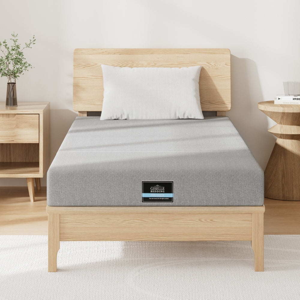 Giselle Bedding Cool Gel Memory Foam Mattress Charcoal 7-Zone Washable Bamboo Cover 15cm Single Awezingly