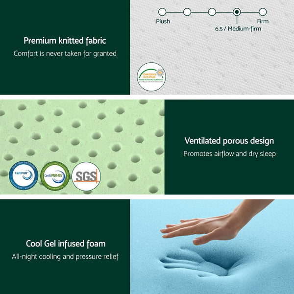 Giselle 20cm Memory Foam Mattress Green Tea King Single Giselle Bedding