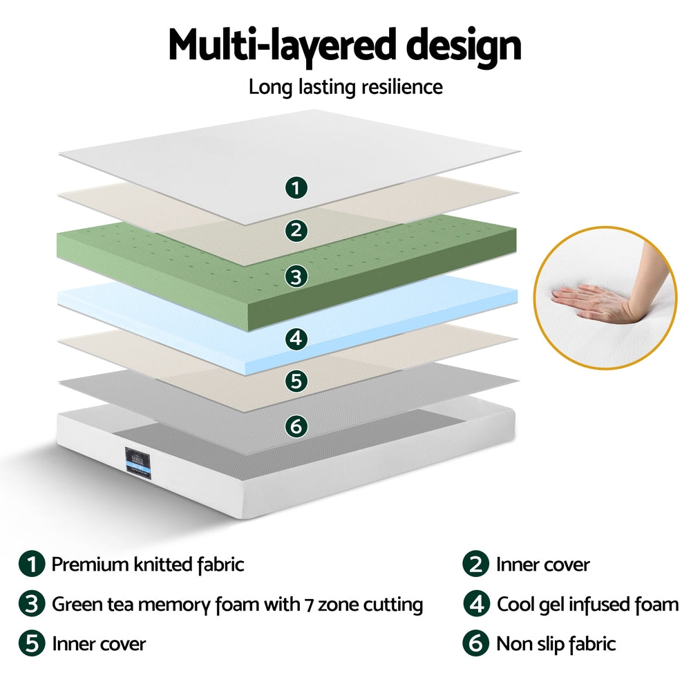 Giselle 20cm Memory Foam Mattress Green Tea Queen Giselle Bedding