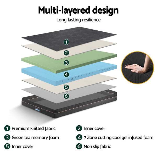 Giselle 18cm Memory Foam Mattress Green Tea Foam Cool Gel Foam Mattresses Single Awezingly