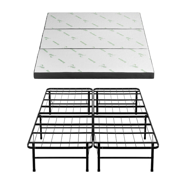 Giselle Folding Bed with Mattress Queen Portable Foldable Guest Bed Bamboo Cover Awezingly