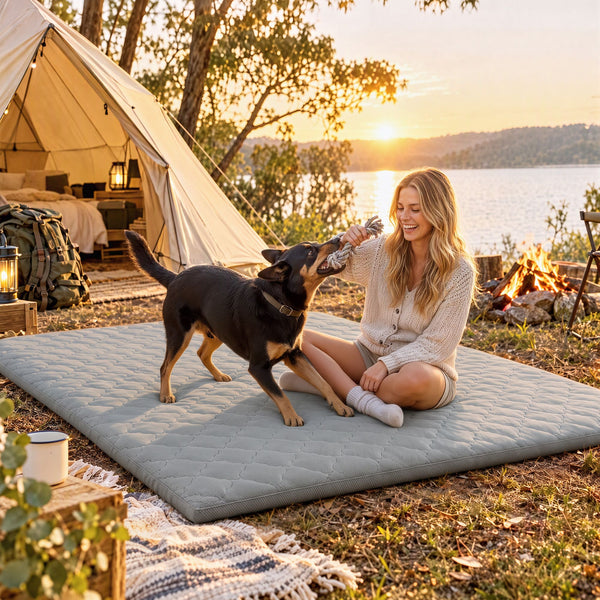 Giselle Folding Mattress Double 5cm Foldable Camping Travel Roll-Up Sleeping Mat Awezingly