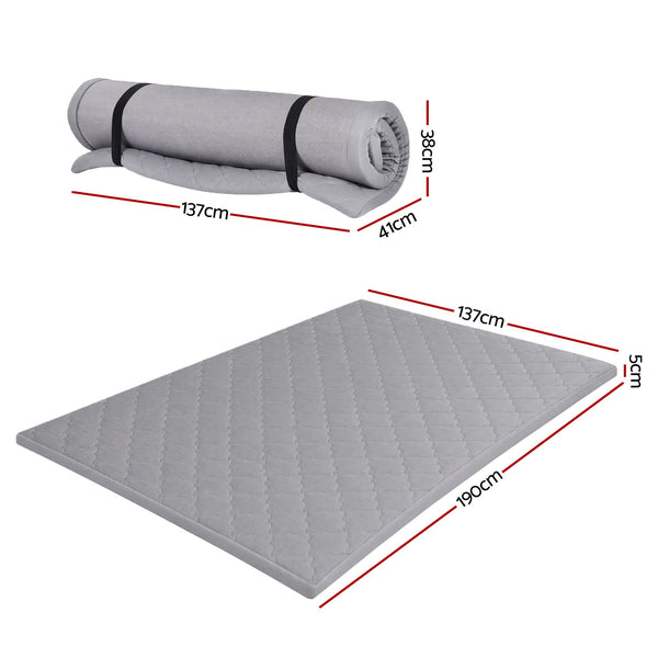 Giselle Folding Mattress Double 5cm Foldable Camping Travel Roll-Up Sleeping Mat Awezingly