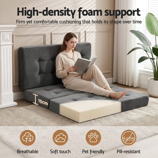 Giselle Double Folding Mattress 15cm Foldable Foam Portable Guest Sofa Bed Camping Mat Awezingly