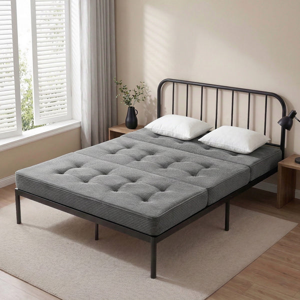 Giselle Double Folding Mattress 15cm Foldable Foam Portable Guest Sofa Bed Camping Mat Awezingly