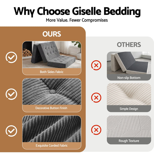 Giselle Double Folding Mattress 15cm Foldable Foam Portable Guest Sofa Bed Camping Mat Awezingly