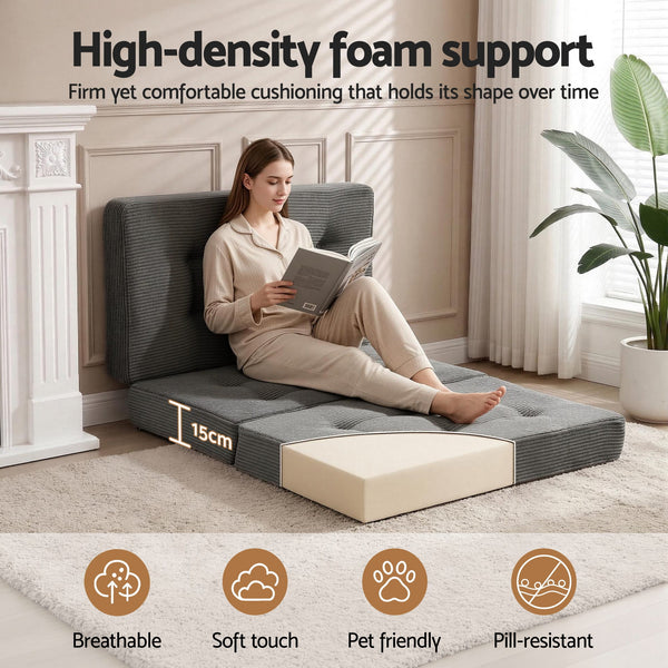 Giselle Single Folding Mattress 15cm Foldable Foam Portable Guest Sofa Bed Camping Mat Awezingly