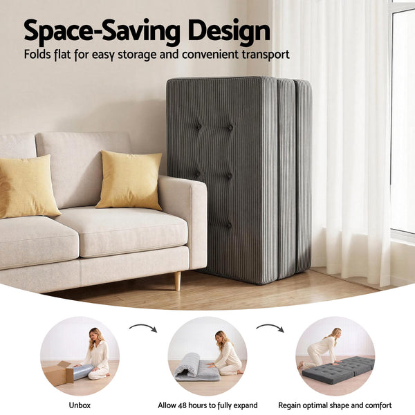 Giselle Single Folding Mattress 15cm Foldable Foam Portable Guest Sofa Bed Camping Mat Awezingly