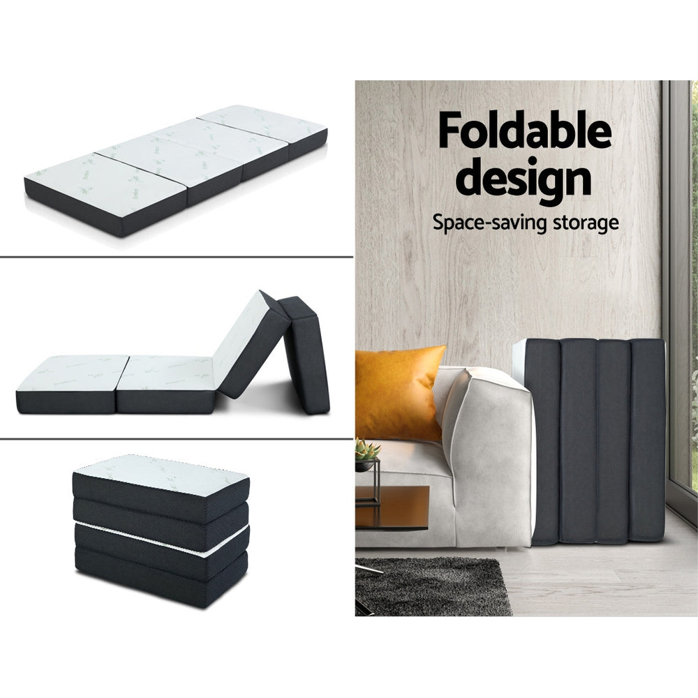 Giselle Bedding Portable Mattress Folding Foldable Foam Floor Bed Tri Fold 180cm Giselle Bedding