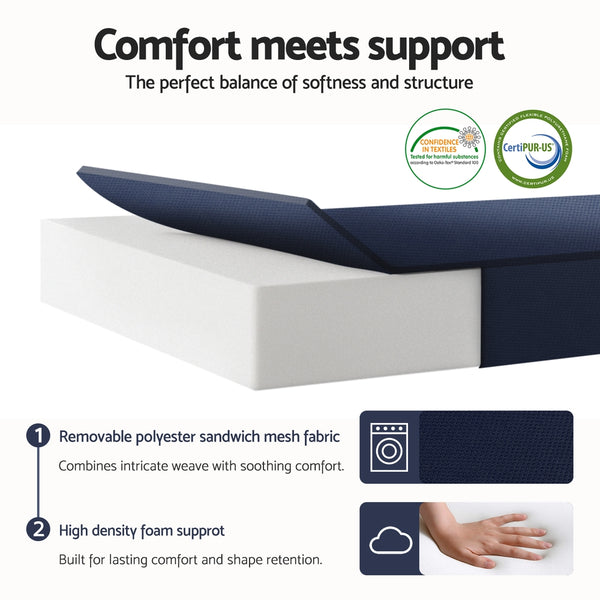 Giselle Foldable Mattress Folding Foam Mattresses Portable Floor Mat Blue Double Giselle Bedding