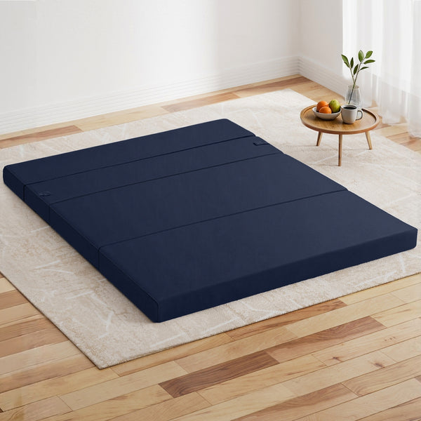Giselle Foldable Mattress Folding Foam Mattresses Portable Floor Mat Blue Double Giselle Bedding