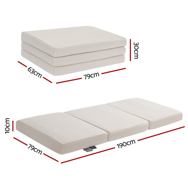 Giselle Bedding Foldable Mattress Fleece Portable 3-fold Folding Foam Mattresses Giselle Bedding