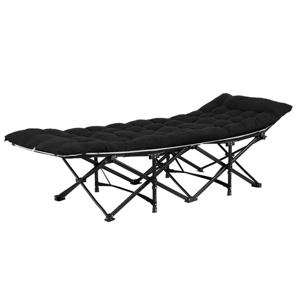 Artiss Folding Bed With Mattress Heavy Duty Black 185CM Awezingly