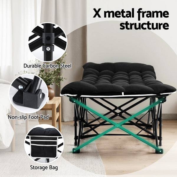 Artiss Folding Bed With Mattress Heavy Duty Black 185CM Awezingly