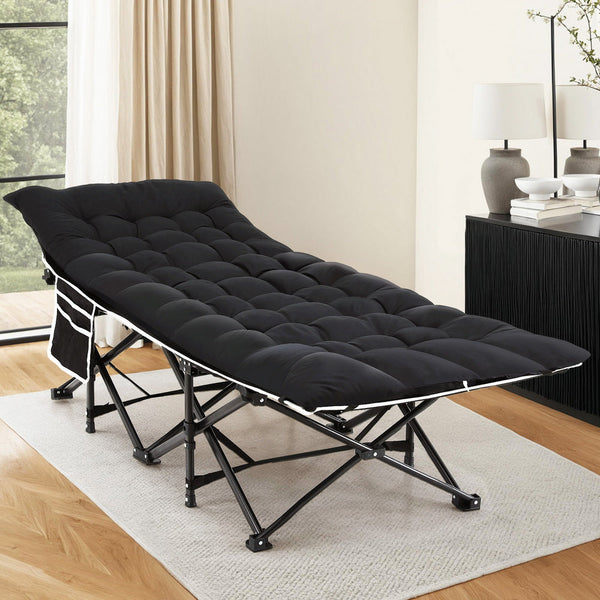Artiss Folding Bed With Mattress Heavy Duty Black 185CM Awezingly