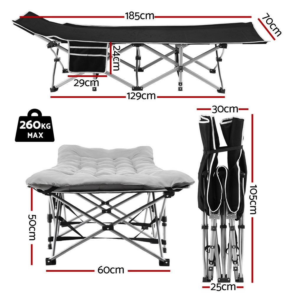 Artiss Folding Bed With Mattress Heavy Duty Grey 185CM Awezingly