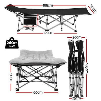 Artiss Folding Bed With Mattress Heavy Duty Grey 185CM