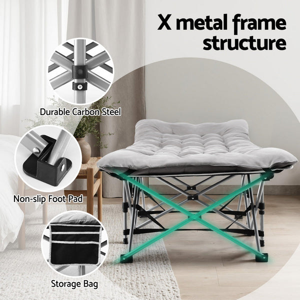 Artiss Folding Bed With Mattress Heavy Duty Grey 185CM Awezingly