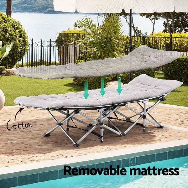 Artiss Folding Bed With Mattress Heavy Duty Grey 185CM Awezingly