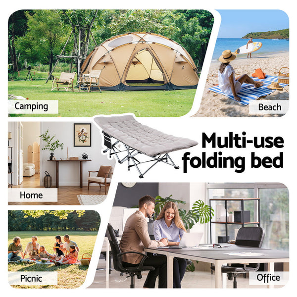 Artiss Folding Bed With Mattress Heavy Duty Grey 185CM Awezingly