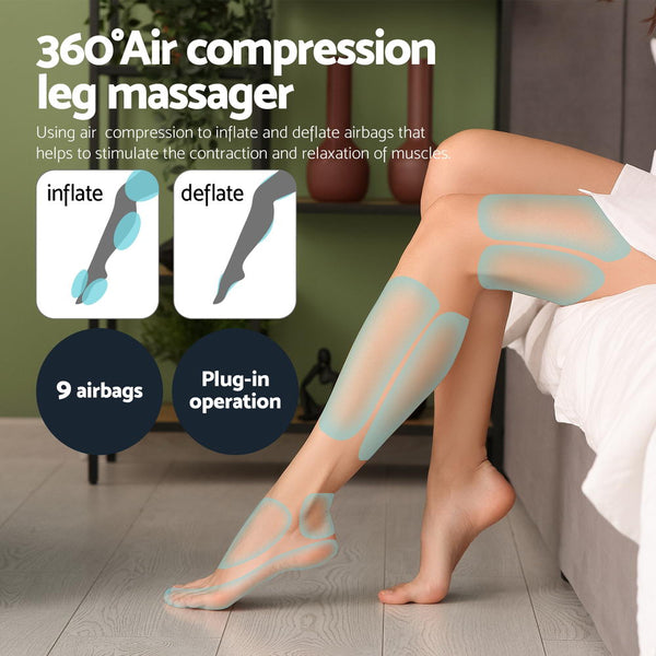 Livemor Foot Massager Leg Knee Massager with Air Compression 3 Massage Modes Heating Awezingly