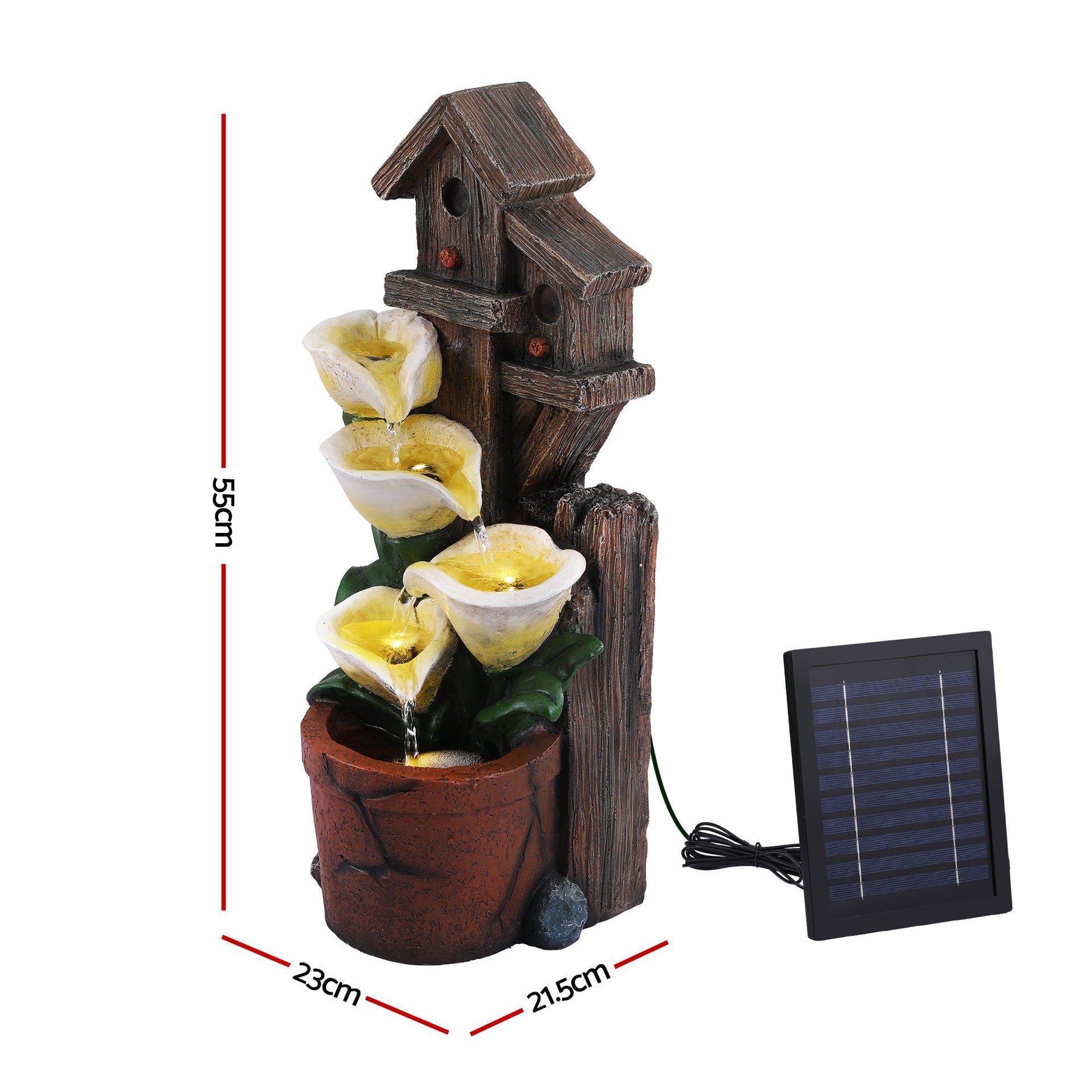 Gardeon Solar Fountains Water Features 4-Tier Cascading Flower Bowls 55cm Awezingly