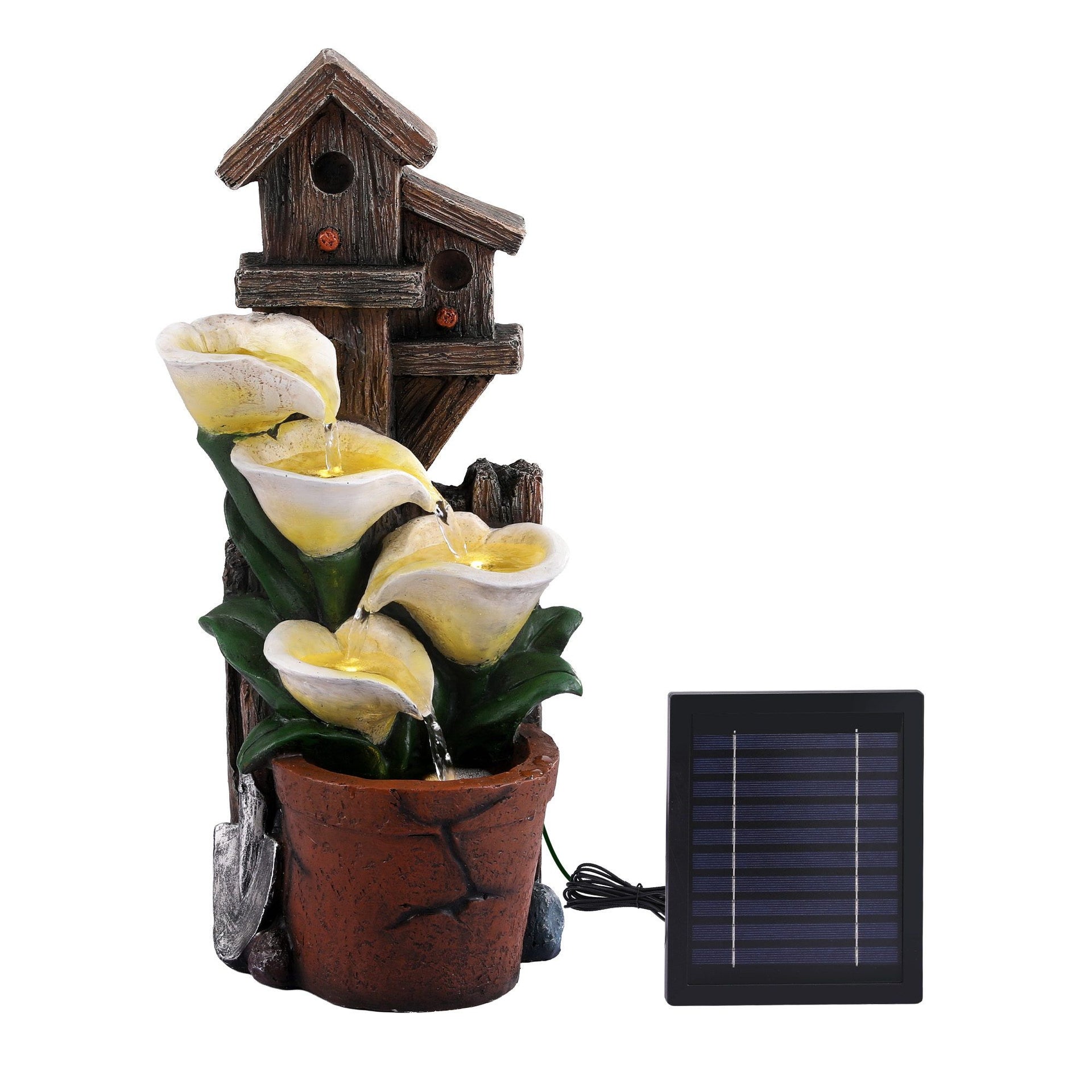 Gardeon Solar Fountains Water Features 4-Tier Cascading Flower Bowls 55cm Awezingly